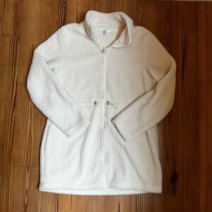 Time and Tru cream fleece tunic adjustable sweater SIZE S